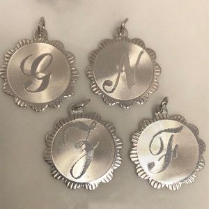 Initial sterling silver vintage‎ pendant bracelet charm